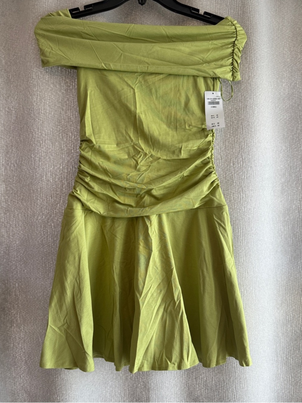Abercrombie & Fitch One-Shoulder Green Ruched Fit-and-Flare Dress